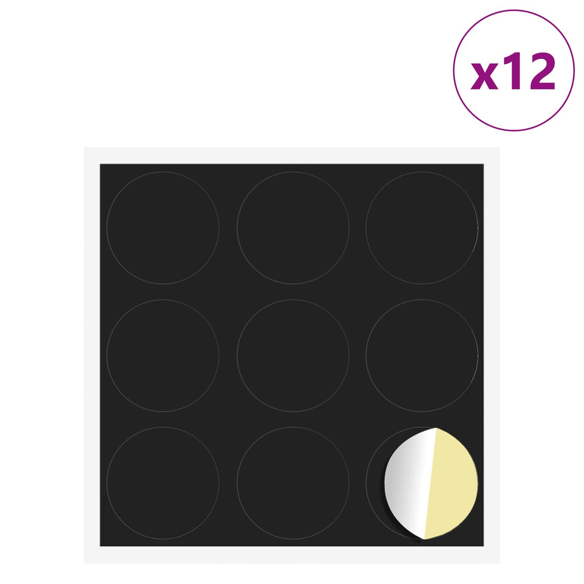 Vidaxx selbstklebende Schraubenabdeckung 12 Stück schwarz ø 20 x 0,5 mm