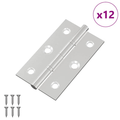 Vidaxl Scharnier glatt 12 Stück Silber 58 x 35 x 1 mm Stahl