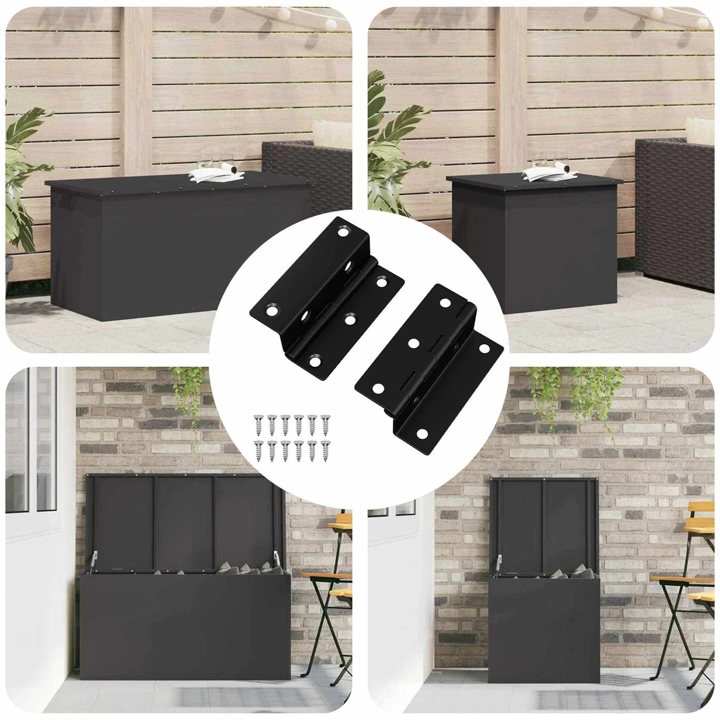 Vidaxx Scharnier 2 Stück schwarz 38 x 17 x 60 mm Eisen