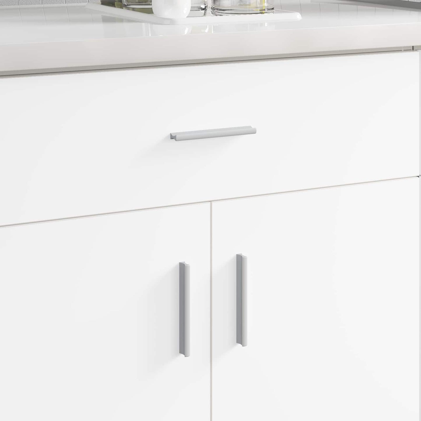 Vidaxl-Griff schlicht 12 Stück Silber 105,7 x 7,4 x 15,5 mm Aluminium
