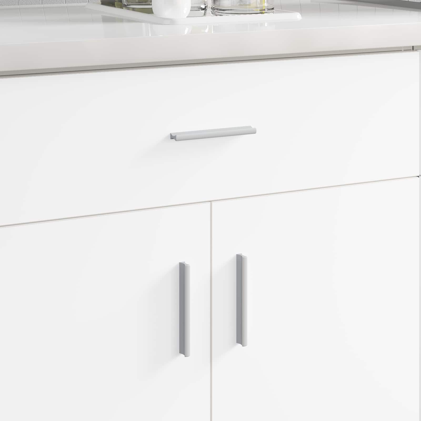 Vidaxl-Griff schlicht 12 Stück Silber 105,7 x 7,4 x 15,5 mm Aluminium