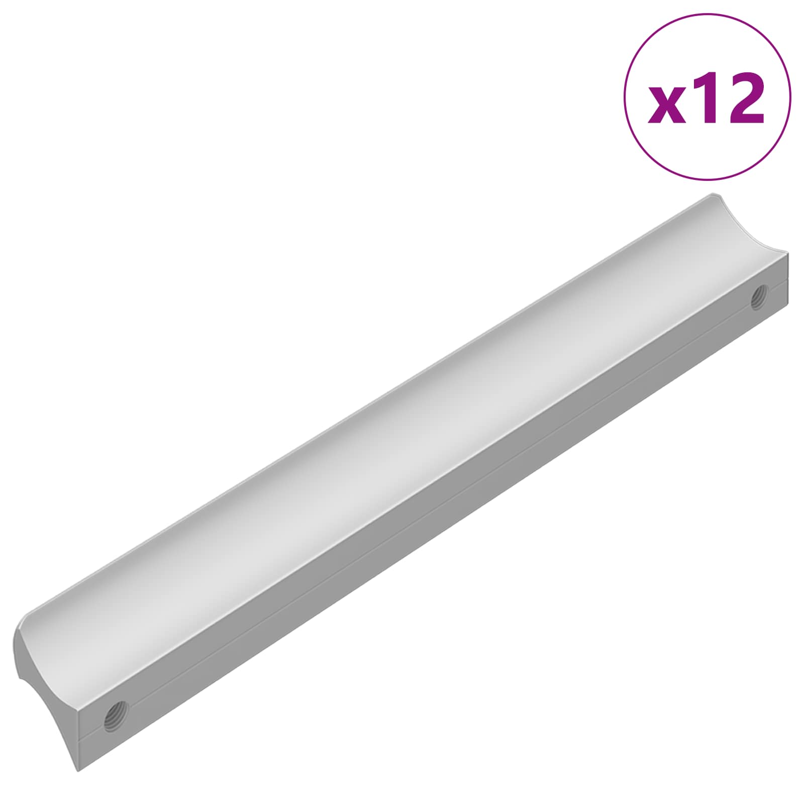 Vidaxl-Griff schlicht 12 Stück Silber 105,7 x 7,4 x 15,5 mm Aluminium