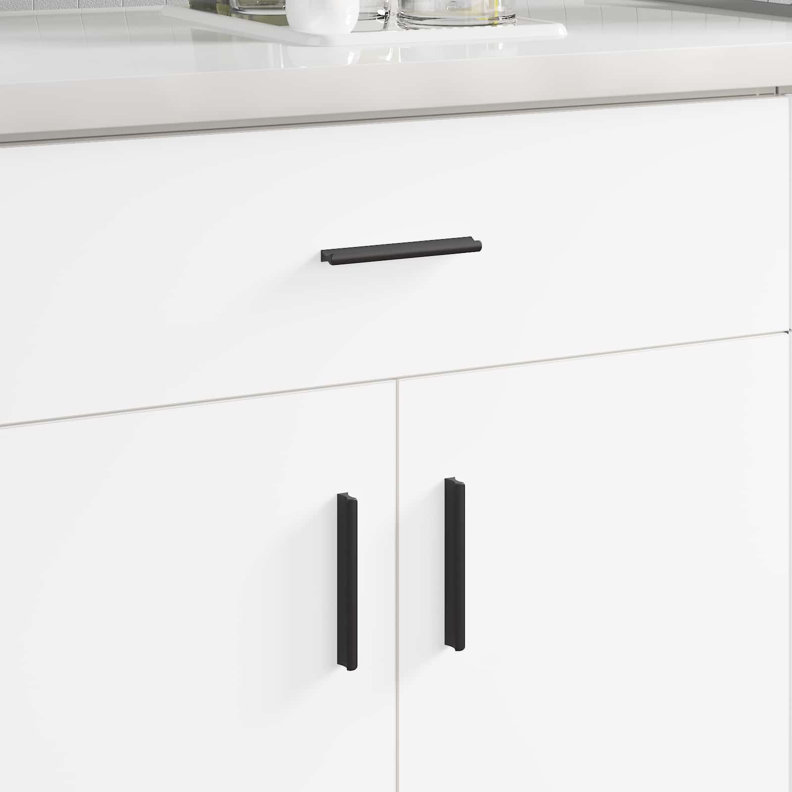 VidaXL-Griff 2 Stück schwarz 106 x 7,4 x 15,5 mm Aluminium