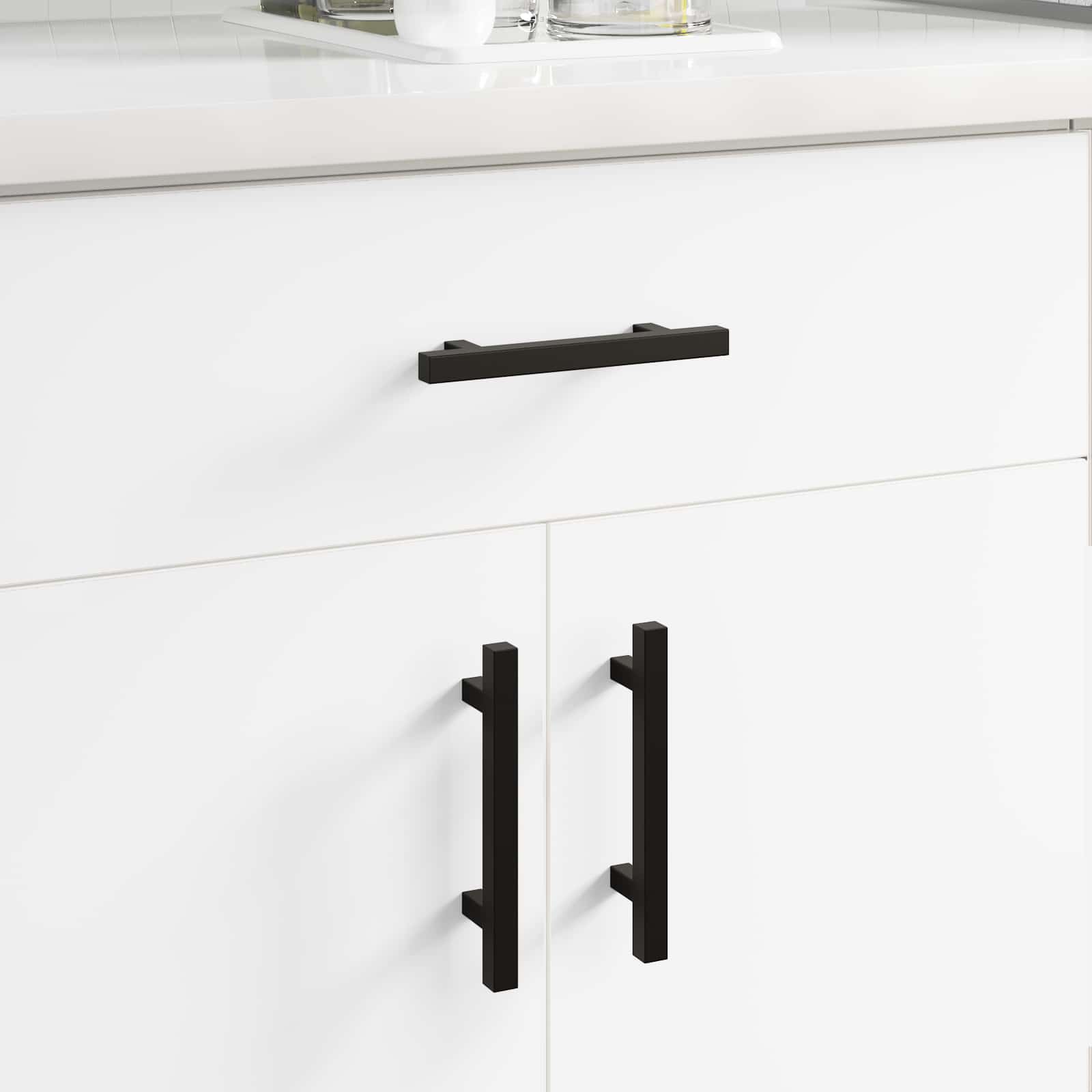 Vidaxxl Schrankgriff 2 Stück schwarz 150 x 12,3 x 35,2 mm Edelstahl