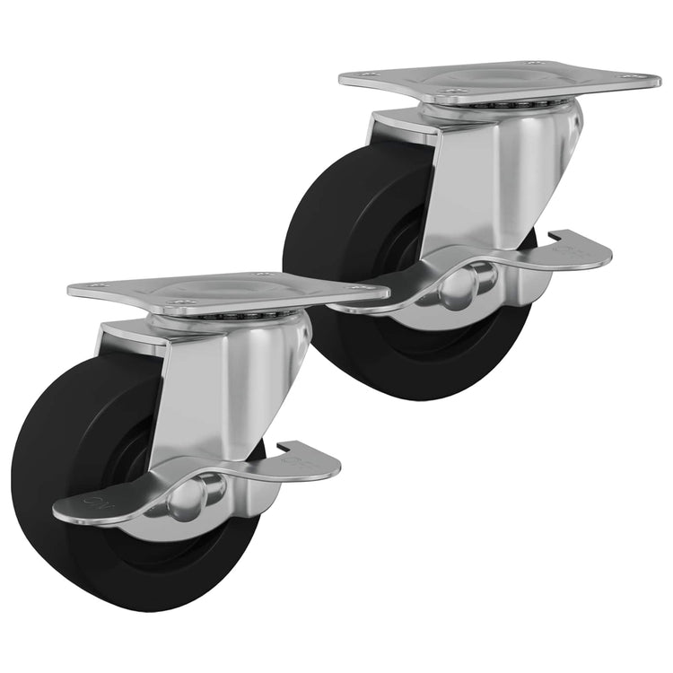 Vidaxl-Rollen 2 Stück schwarz und silber 50,7 x 50,7 x 24,4 mm Eis und Nylon