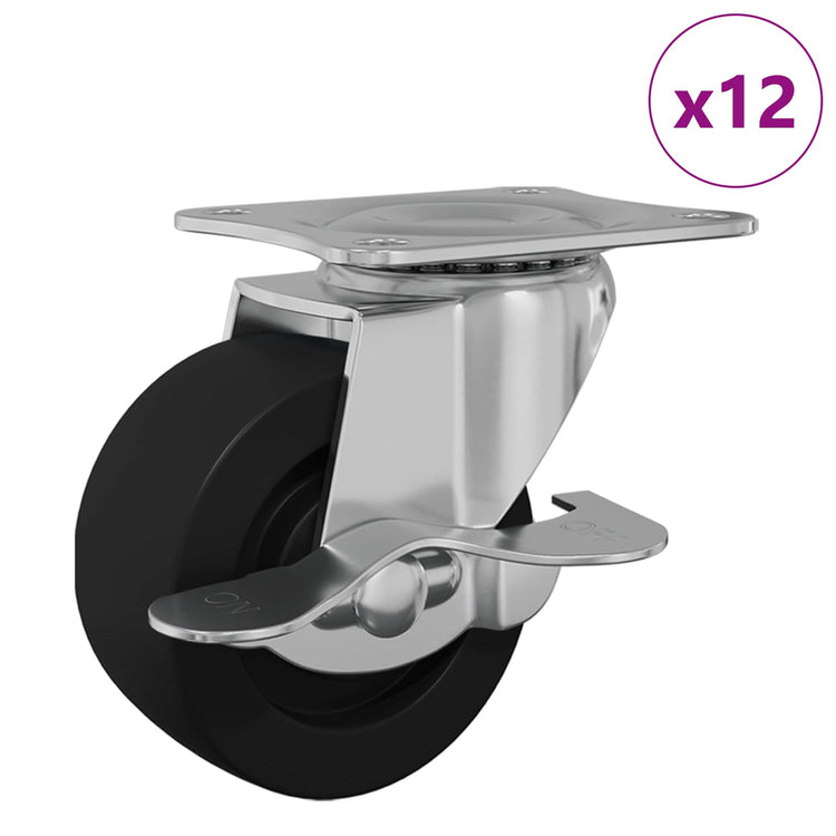 Vidaxl-Rollen 12 Stück schwarz und silber 50,7 x 50,7 x 24,4 mm