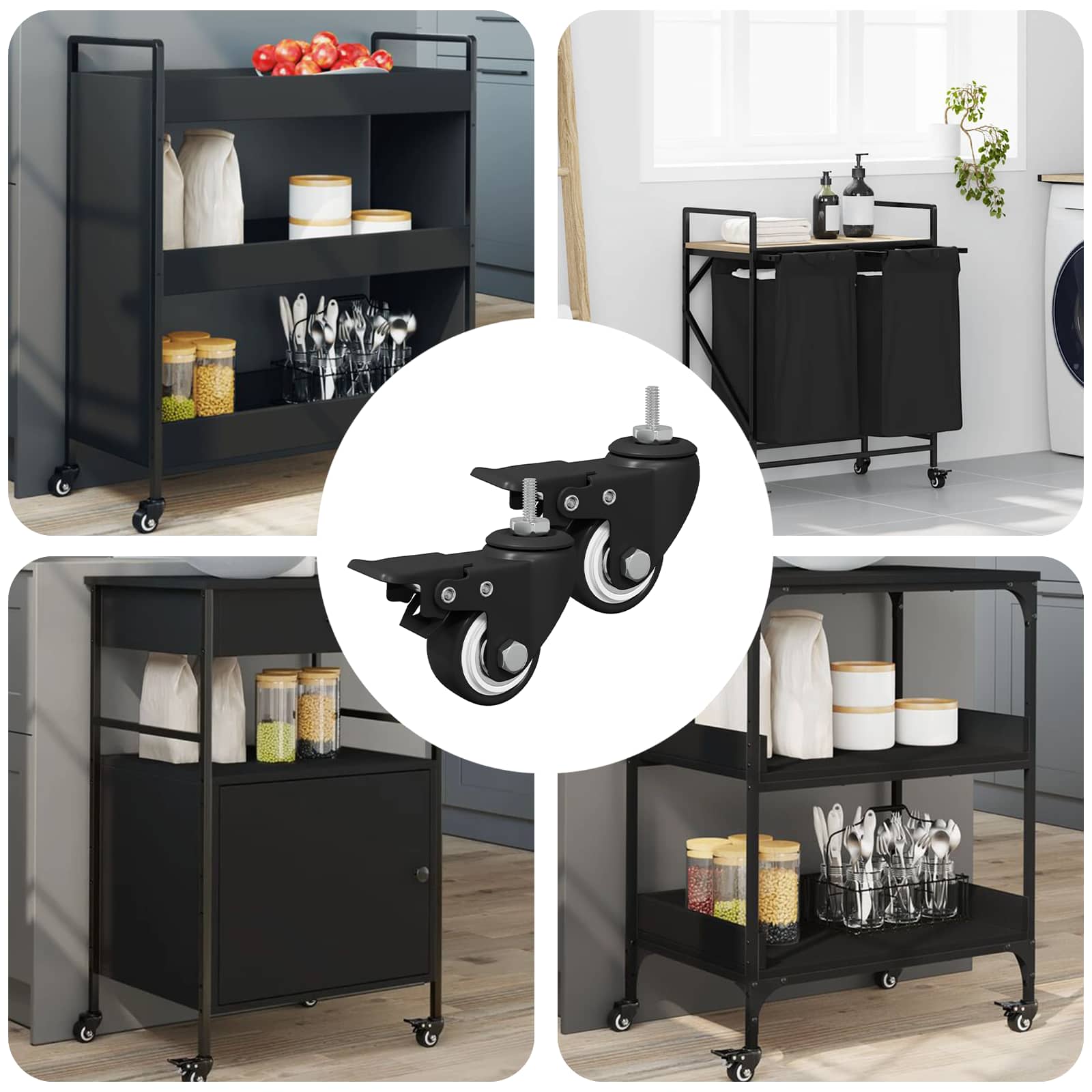Vidaxx-Räder 2 Stück schwarz M6 x 37 mm Eis und Nylon