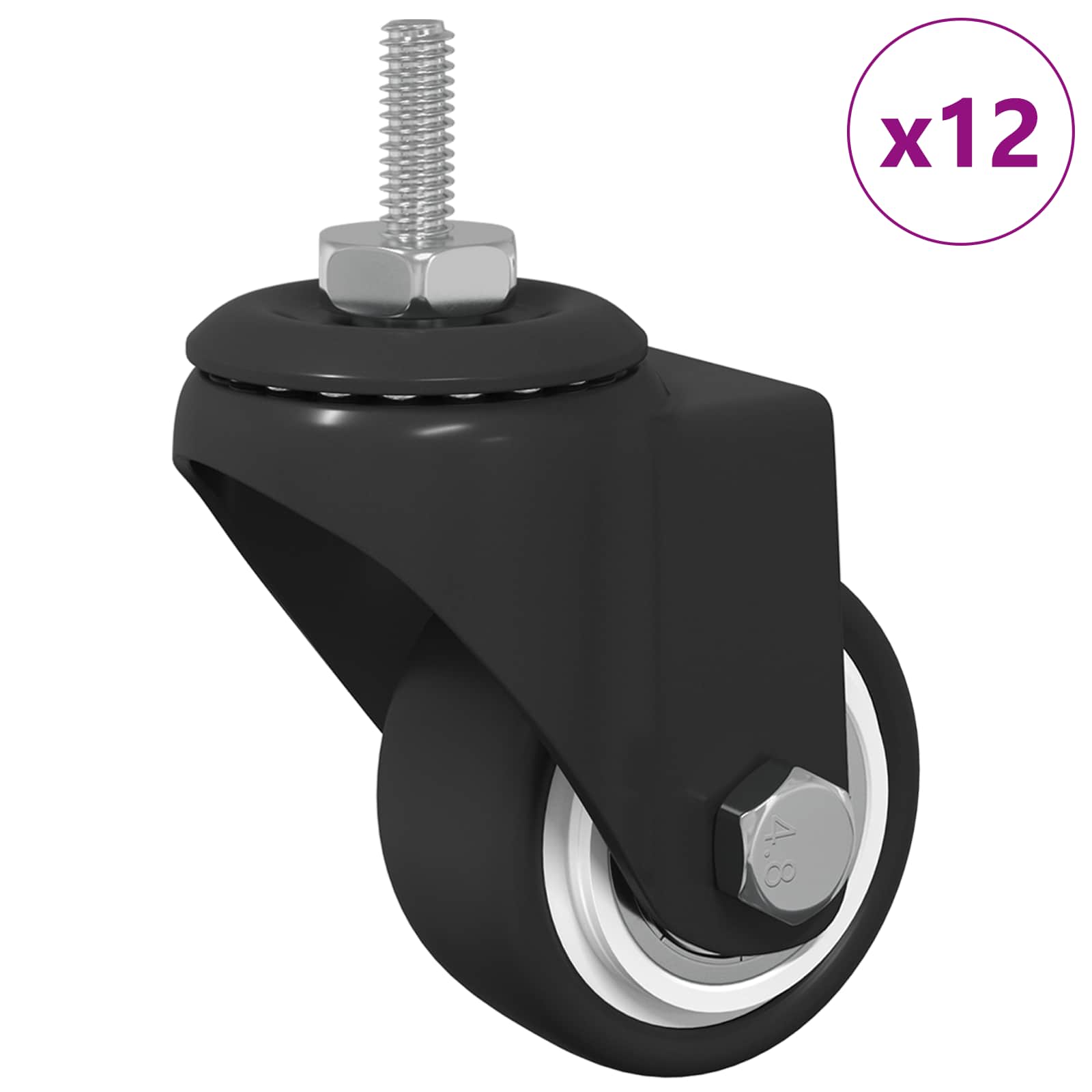 Vidaxx Lenkrolle 12 Stück schwarz 40,4 x 40,4 x 19,7 mm Eis und Nylon
