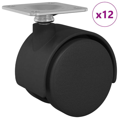 Vidaxx Lenkrolle 12 Stück schwarz 39,5 x 39,5 x 37,8 mm Eisen und PP