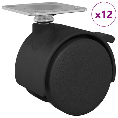 Vidaxx-Rad 12 Stück schwarz 39,5 x 39,5 x 37,8 mm Eisen und Polypropylen