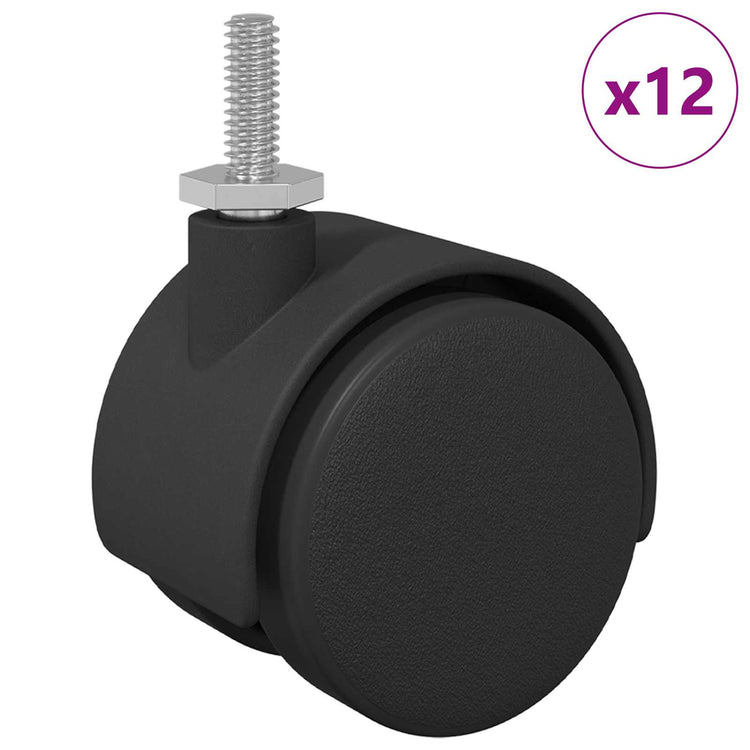 Vidaxl-Rollen 12 Stück schwarz und silber 40,1 x 40,1 x 37,8 mm Eisen und PP