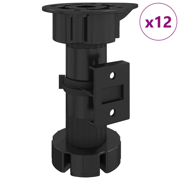Vidaxxl Möbelbeine verstellbar 12 Stück schwarz 46 x 46 x 128 mm PP