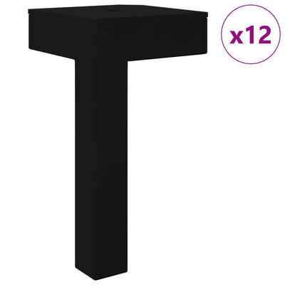 Vidaxl Stehbeine 12 Stück schwarz 57 x 57 x 100 mm Eisen