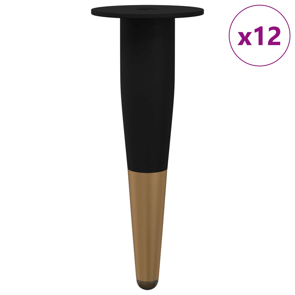 Vidaxxl Möbelbeine 12 Stück schwarz und gold ø 40 x 98 mm Eisen