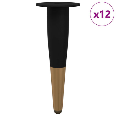 Vidaxxl Möbelbeine 12 Stück schwarz und gold ø 40 x 98 mm Eisen