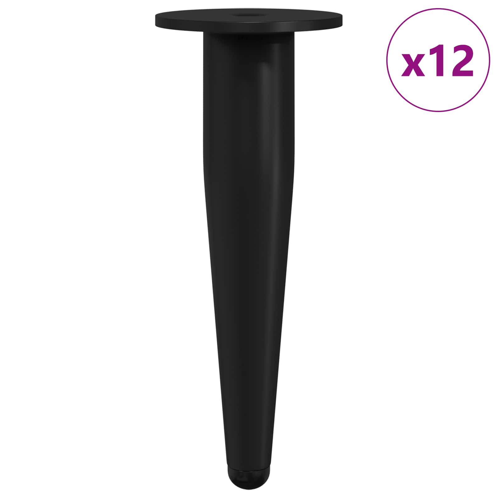 Vidaxxl Möbelbeine 12 Stück schwarz ø 40 x 98 mm Eisen