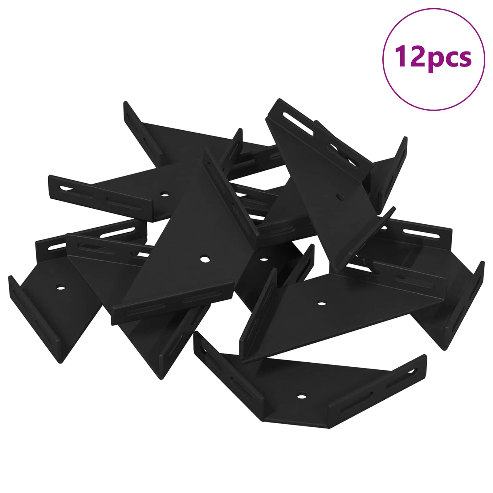Vidaxxl Eckwinkel 12 Stück schwarz 138,5 x 50,5 x 16 mm Eisen