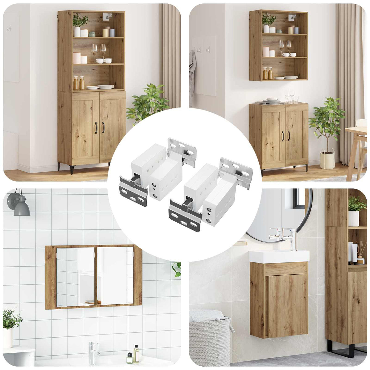 VidaXL Schrank-Hängehalterung 2 Stück weiß 70 x 48 x 19 mm Eisen und Kunststoff