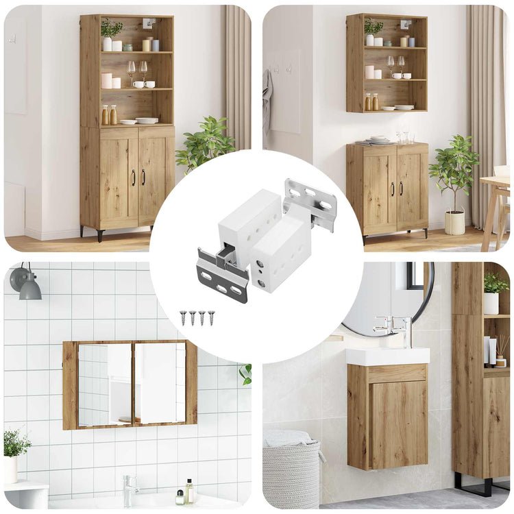 Vidaxx Schrank-Hängehalterung 12 Stück weiß 70 x 48 x 19 mm Eisen und Kunststoff
