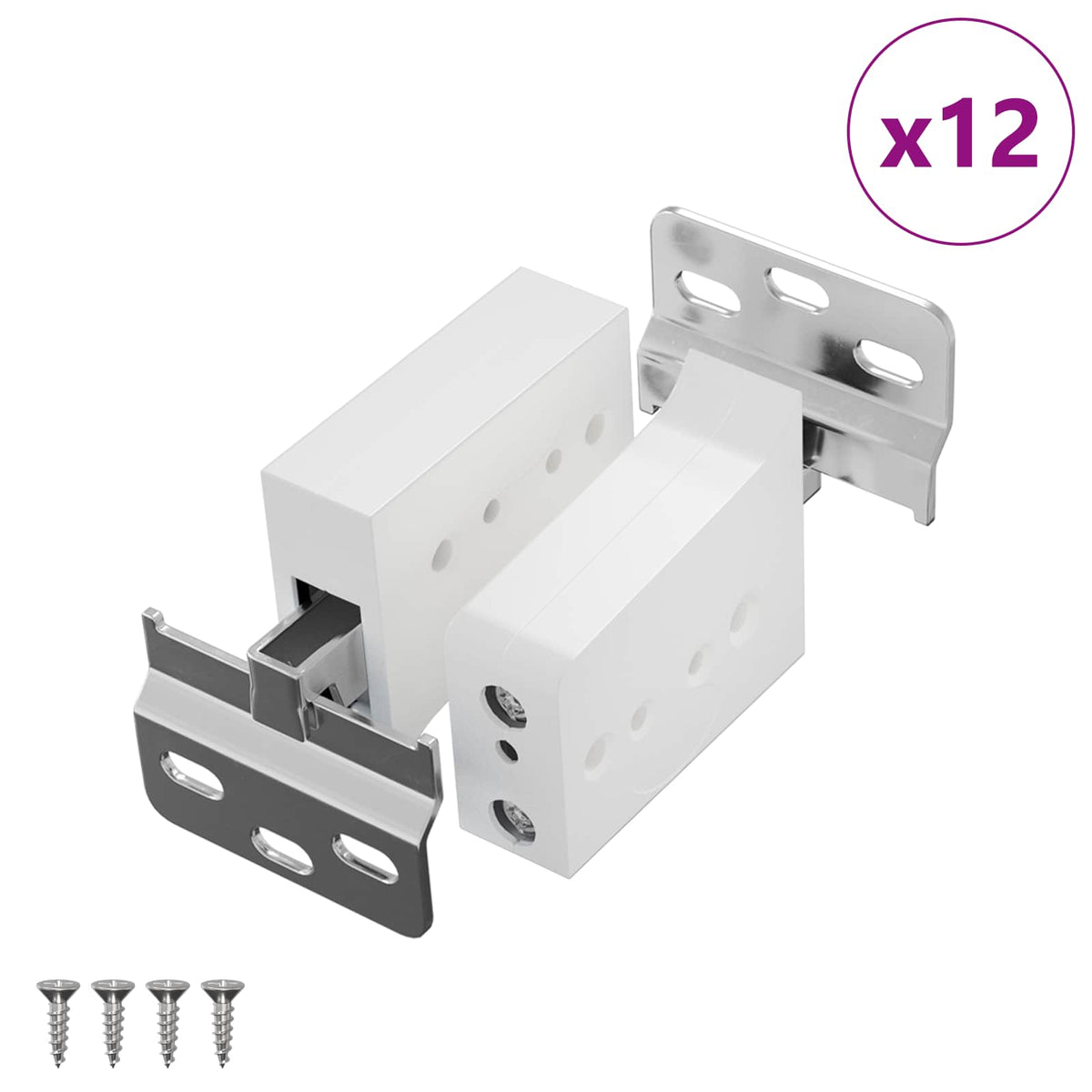 Vidaxx Schrank-Hängehalterung 12 Stück weiß 70 x 48 x 19 mm Eisen und Kunststoff