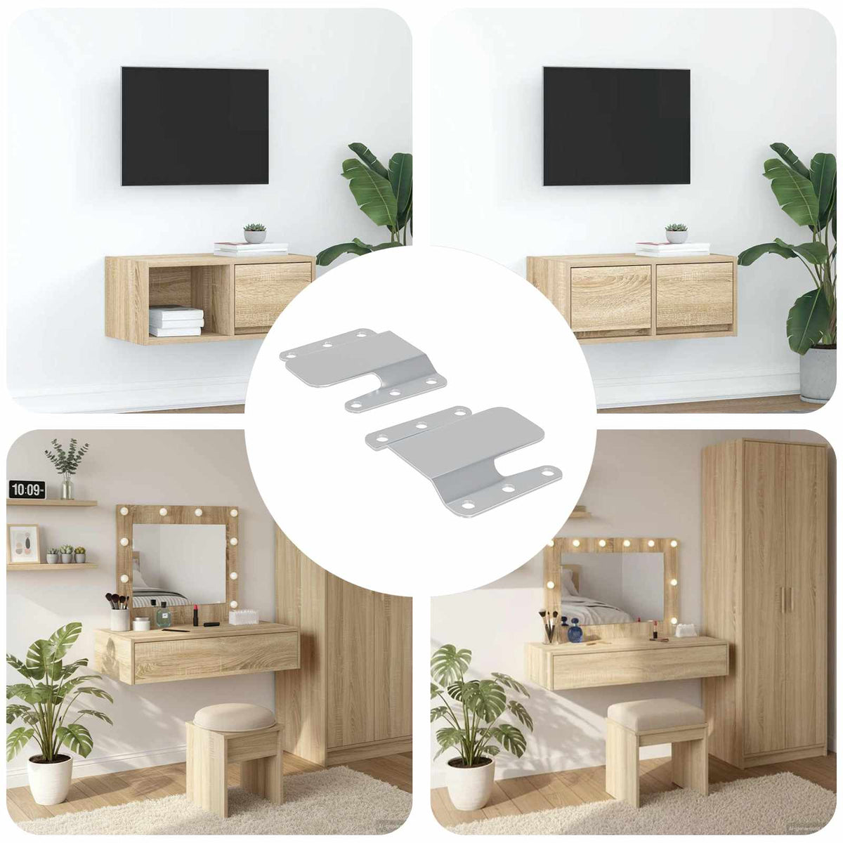 Vidaxxl Unterputzhalterung 2 Stück Silber 75 x 66 x 1,4 mm Stahl