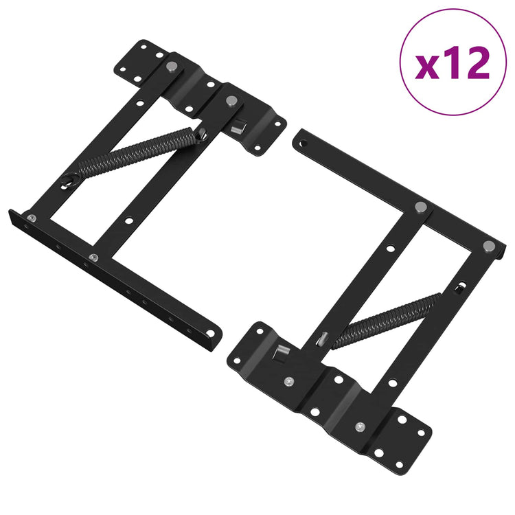 Vidaxxl Betthebemechanismus 12 Stück schwarz 340 x 95 x 40 mm Eisen