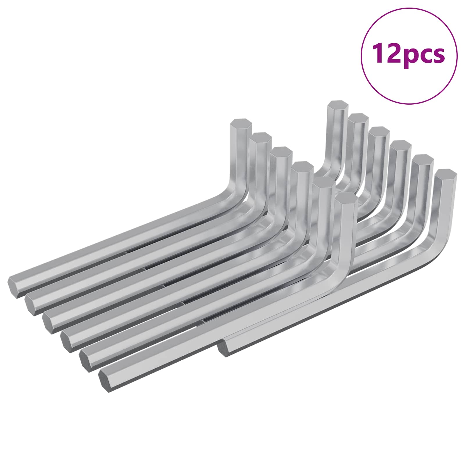 Vidaxx Sechskantschlüssel 12 Stück Silber 32 x 86 mm Stahl