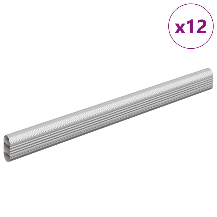 Vidaxxl Schrankstange 12 Stück Silber 764 x 15 x 29 mm Aluminiumlegierung