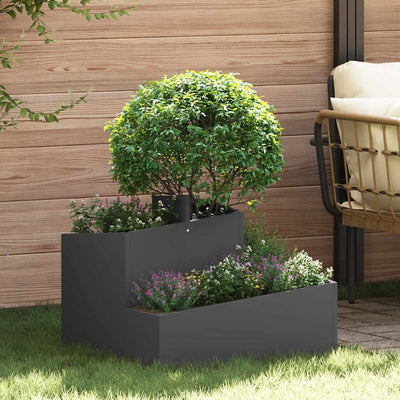 Vidaxl Gartenblumentopf schwarz 60 x 60 x 50 cm kaltgewalzter Stahl