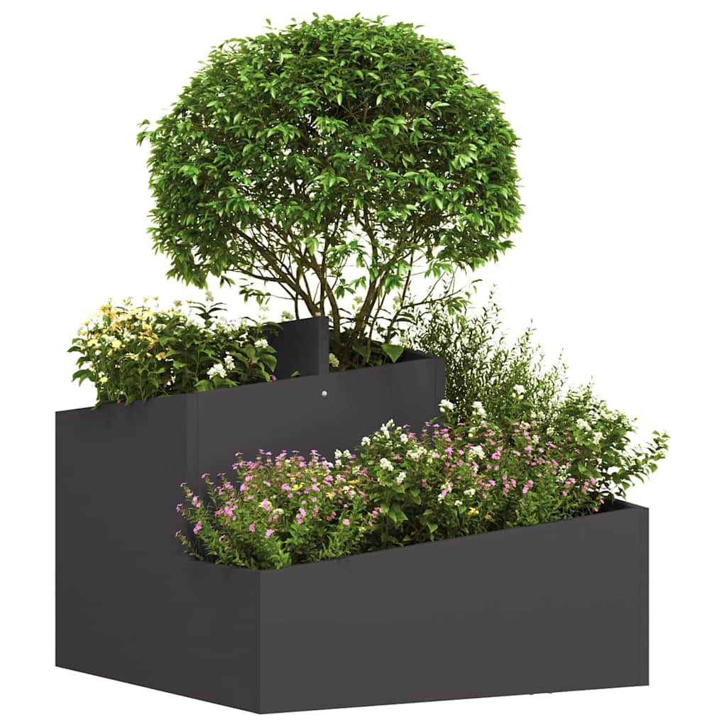 Vidaxl Gartenblumentopf schwarz 60 x 60 x 50 cm kaltgewalzter Stahl