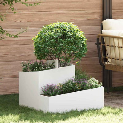 Vidaxl Gartenblumentopf weiß 60 x 60 x 50 cm kaltgewalzter Stahl