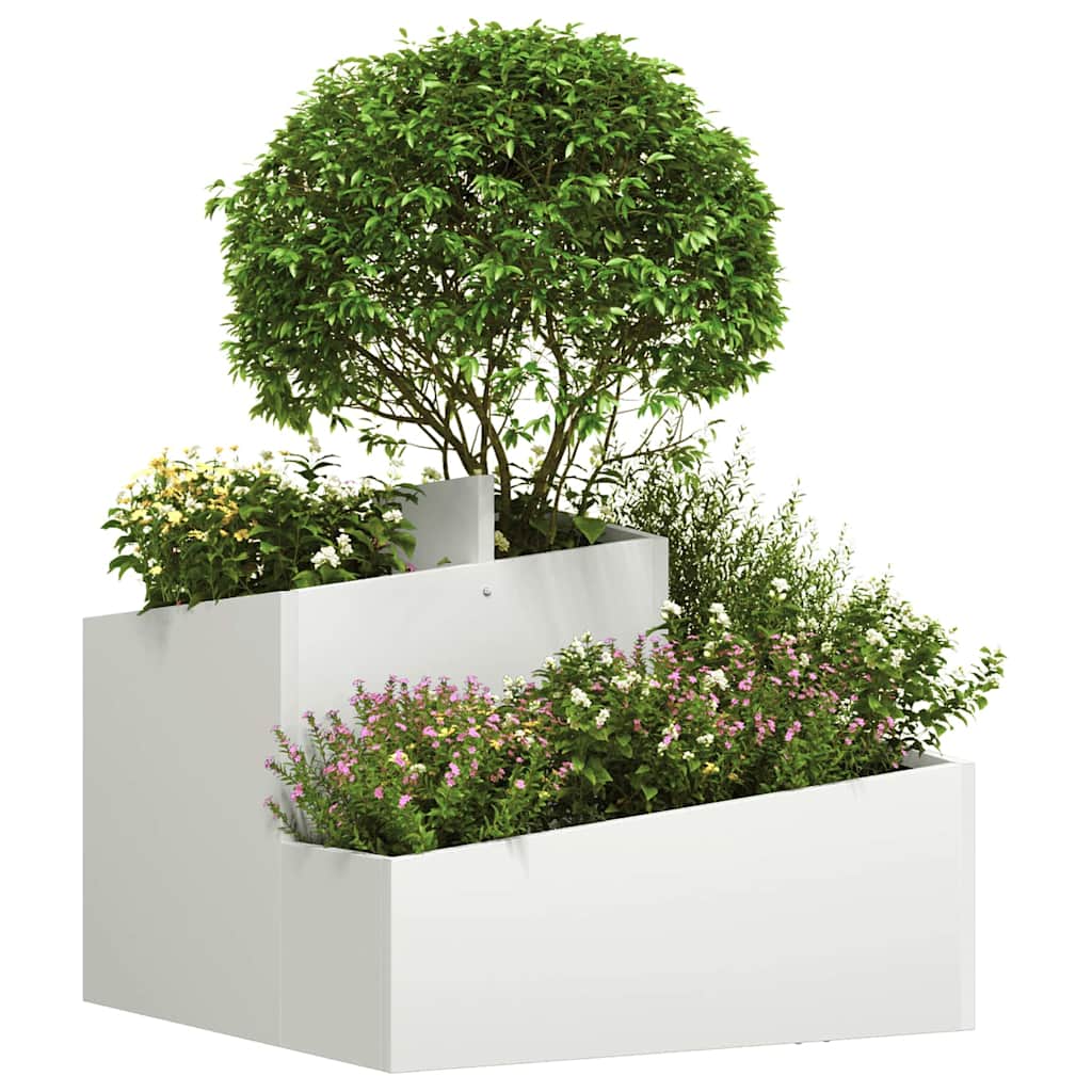 Vidaxl Gartenblumentopf weiß 60 x 60 x 50 cm kaltgewalzter Stahl