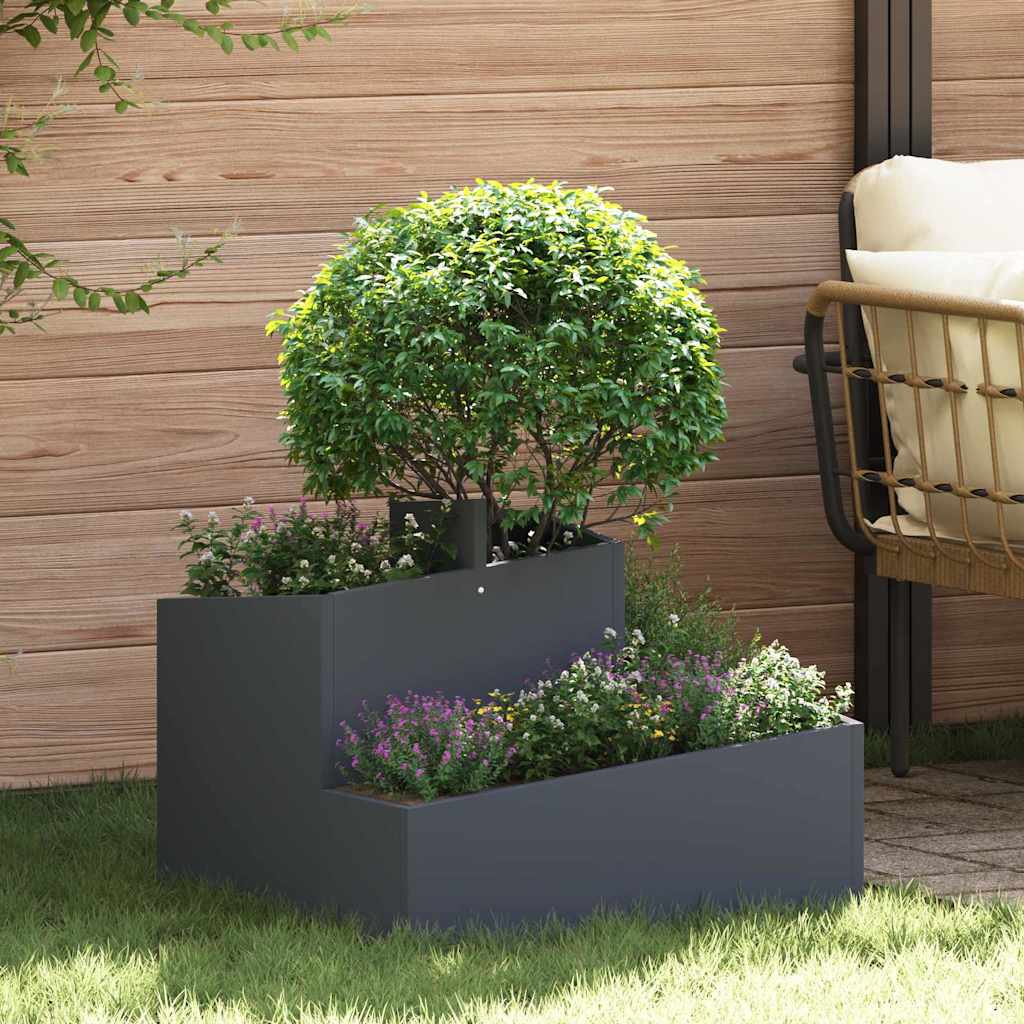 Vidaxl Gartenblumentopf Anthrazit 60 x 60 x 50 cm kaltgewalzter Stahl