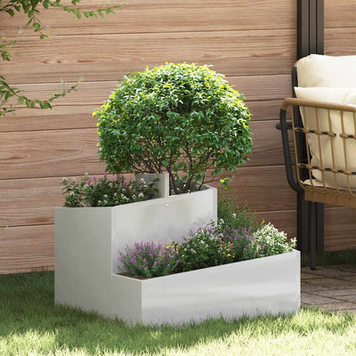 VidaXL Gartenblumentopf Silber 60 x 60 x 50 cm Edelstahl