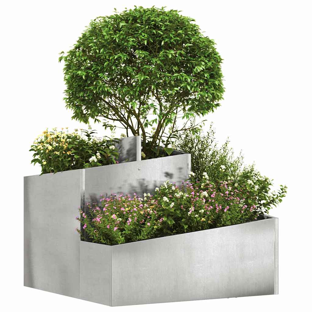 VidaXL Gartenblumentopf Silber 60 x 60 x 50 cm Edelstahl