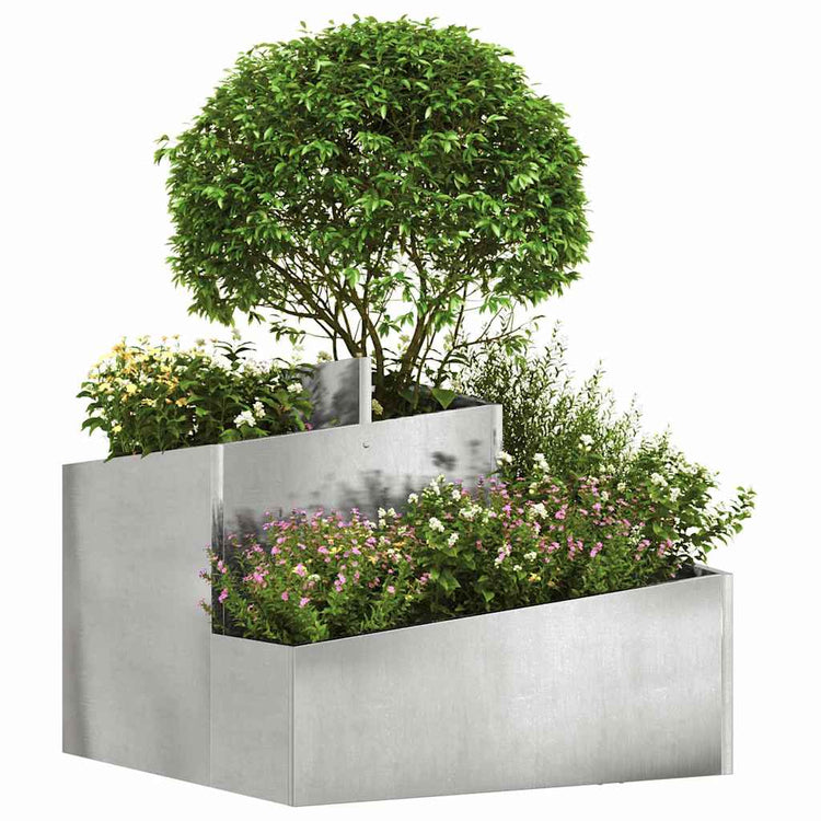 VidaXL Gartenblumentopf Silber 60 x 60 x 50 cm Edelstahl