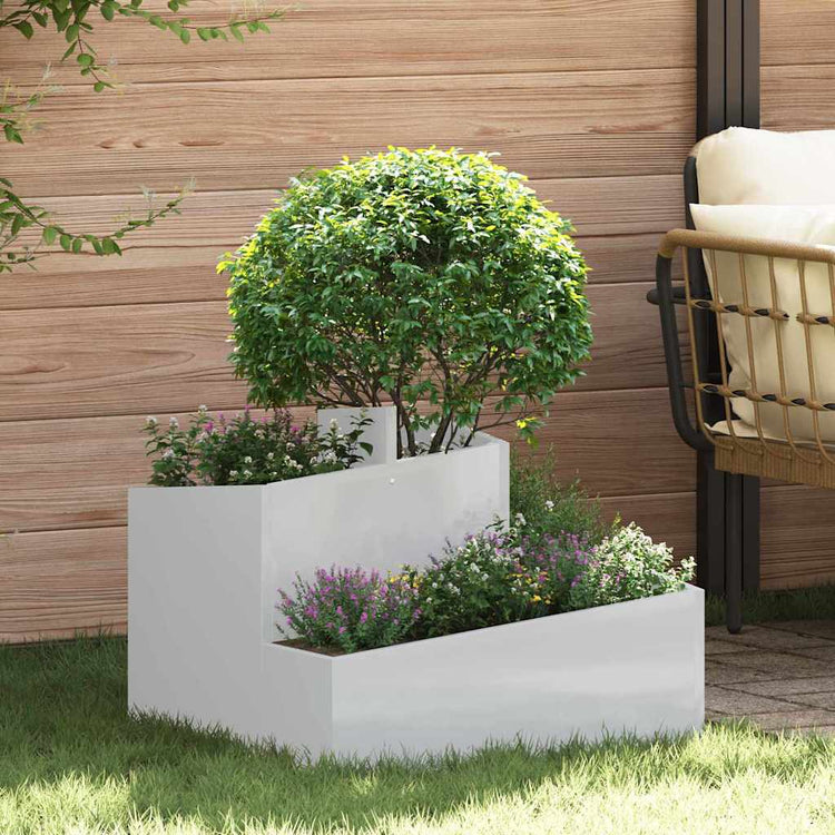 Vidaxl Gartenblumentopf Silber 60 x 60 x 50 cm verzinkter Stahl