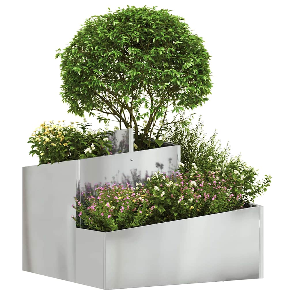 Vidaxl Gartenblumentopf Silber 60 x 60 x 50 cm verzinkter Stahl