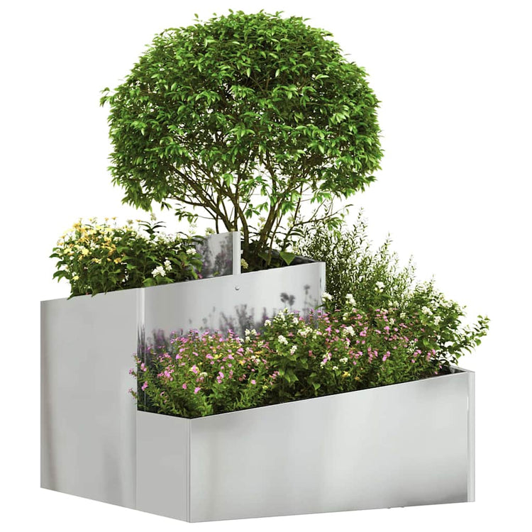 Vidaxl Gartenblumentopf Silber 60 x 60 x 50 cm verzinkter Stahl