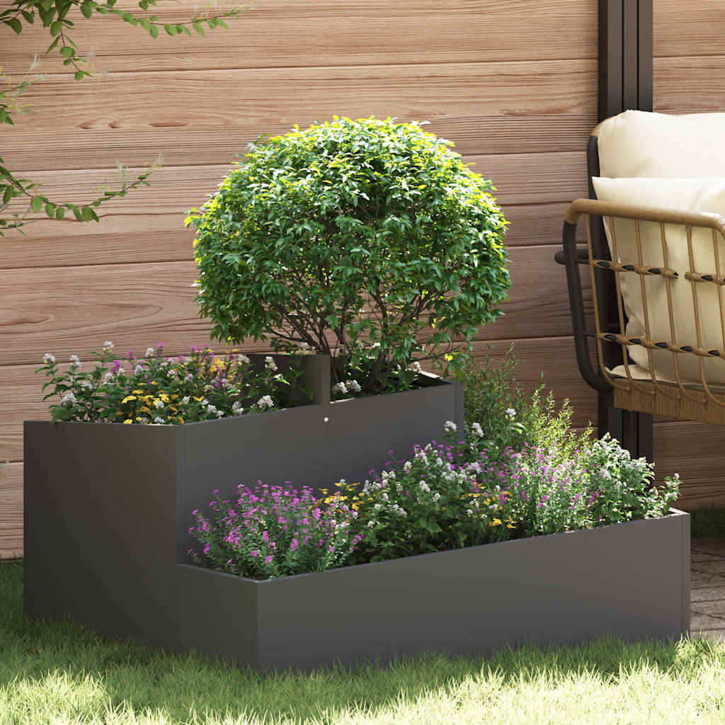 Vidaxl Gartenblumentopf schwarz 80 x 80 x 50 cm kaltgewalzter Stahl