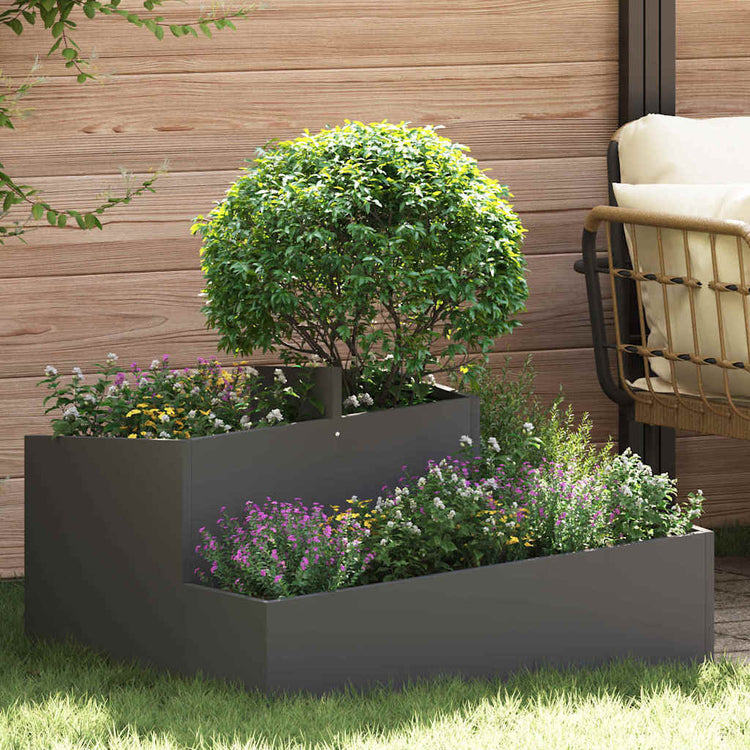 Vidaxl Gartenblumentopf schwarz 80 x 80 x 50 cm kaltgewalzter Stahl