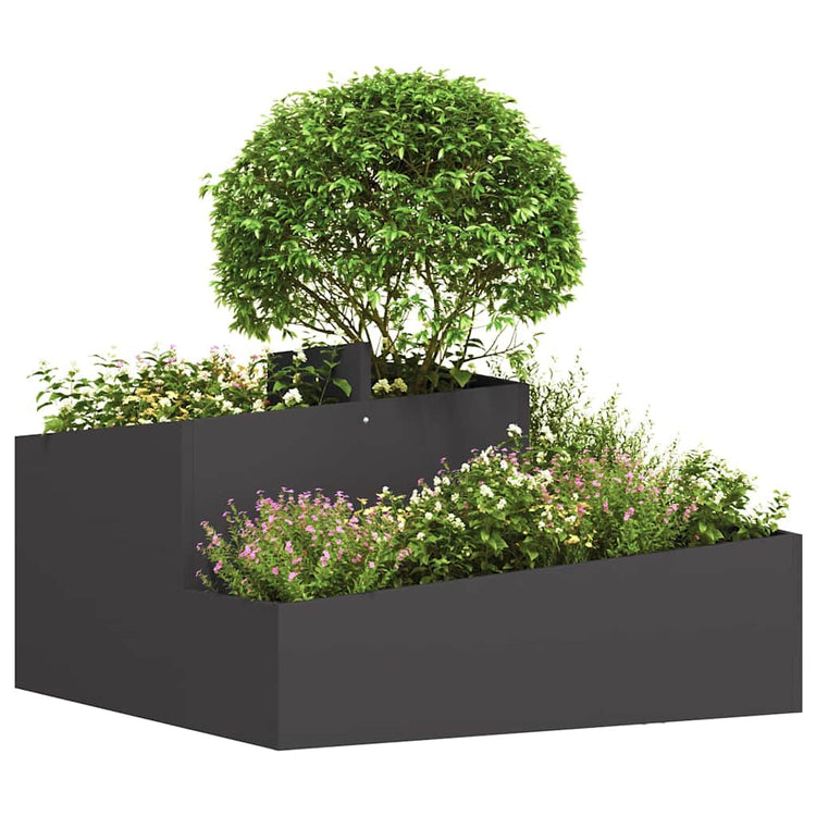 Vidaxl Gartenblumentopf schwarz 80 x 80 x 50 cm kaltgewalzter Stahl