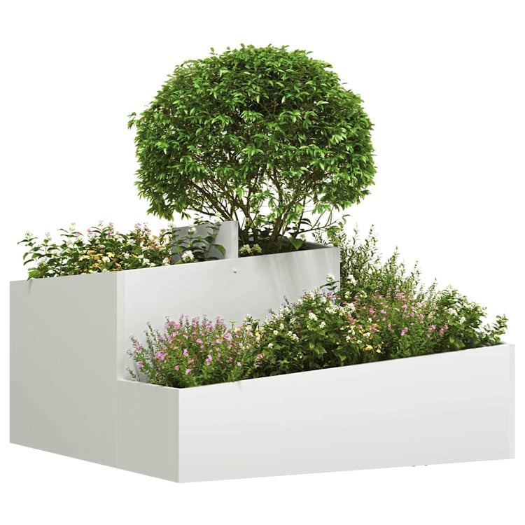 Vidaxl Gartenblumentopf weiß 80 x 80 x 50 cm kaltgewalzter Stahl