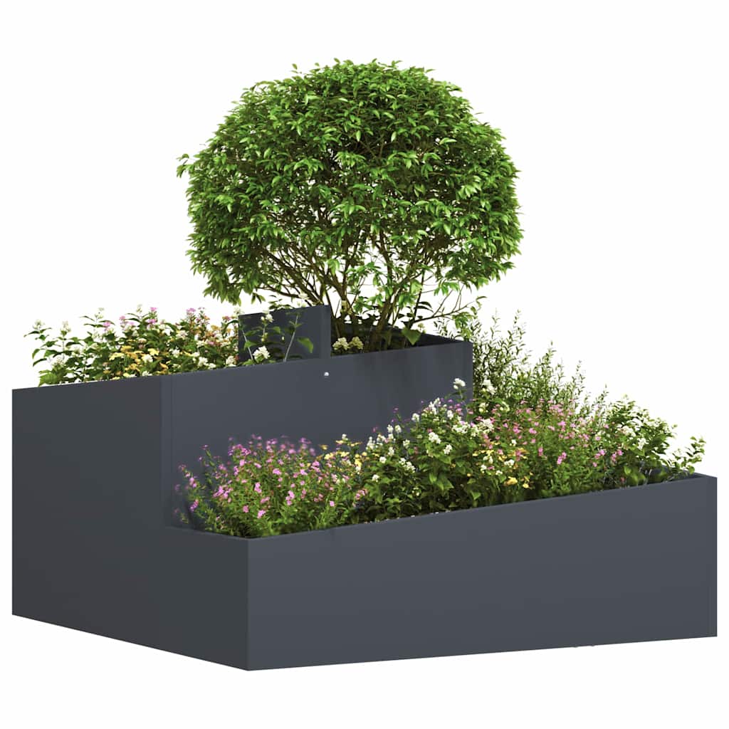 Vidaxl Gartenblumentopf Anthrazit 80 x 80 x 50 cm kaltgewalzter Stahl