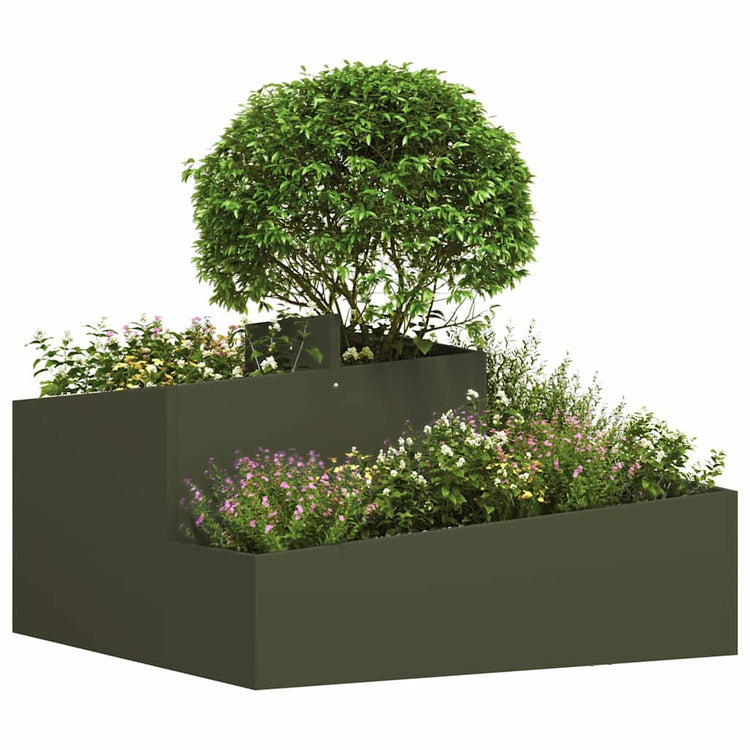 Vidaxl Gartenblumentopf olivgrün 80 x 80 x 50 cm kaltgewalzter Stahl
