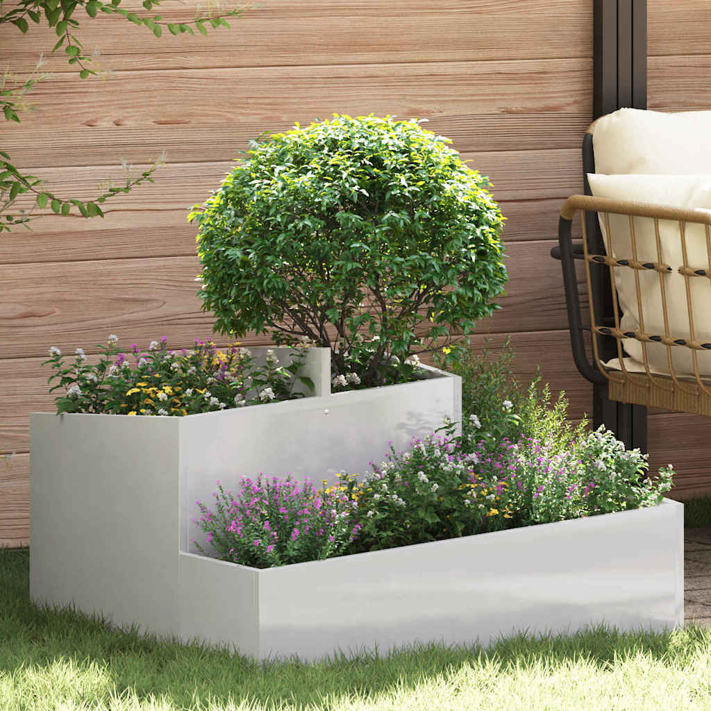VidaXL Gartenblumentopf Silber 80 x 80 x 50 cm Edelstahl