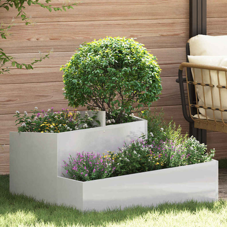 VidaXL Gartenblumentopf Silber 80 x 80 x 50 cm Edelstahl