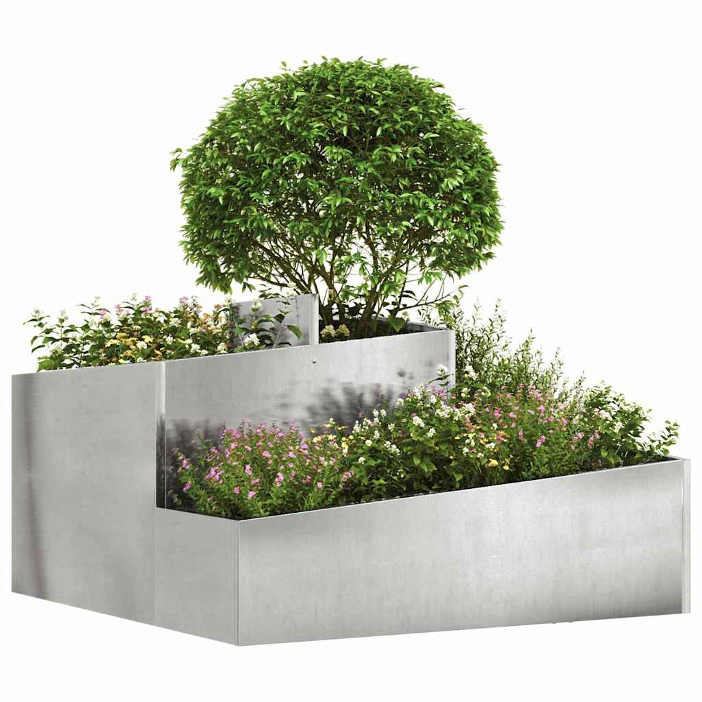 VidaXL Gartenblumentopf Silber 80 x 80 x 50 cm Edelstahl