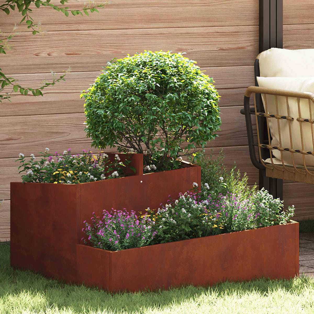 Vidaxl Gartenblumentopf braun 80 x 80 x 50 cm Cortenstahl