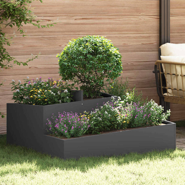 Vidaxl Gartenblumentopf schwarz 100 x 100 x 50 cm kaltgewalzter Stahl